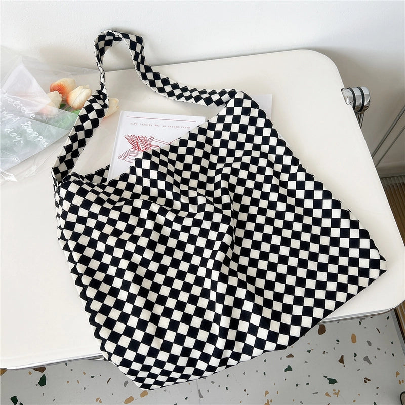 Women's Medium Canvas Flower Basic Classic Style Square Open Canvas Bag