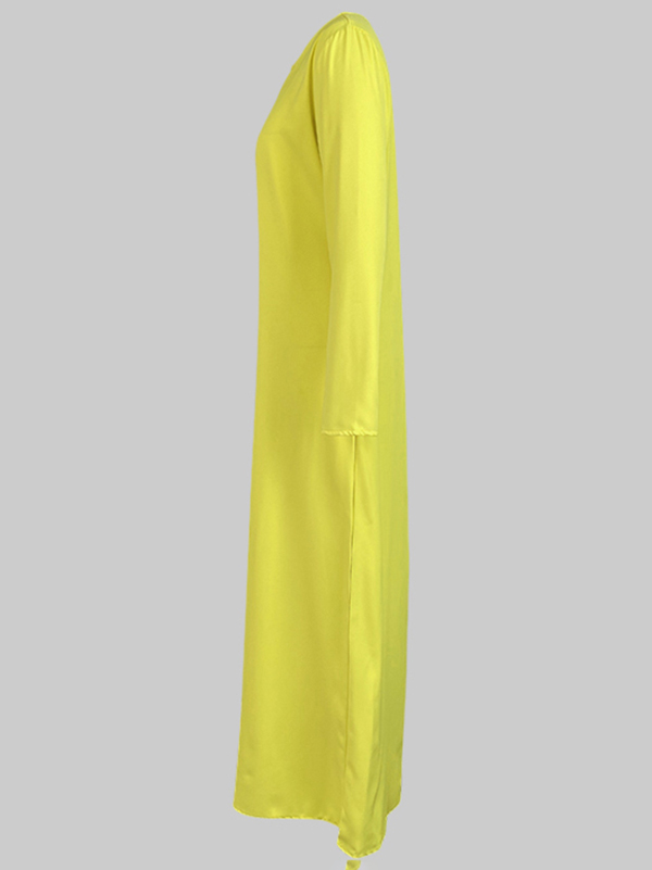 Loose Wide Leg Pockets Solid Color Round-Neck Jumpsuits
