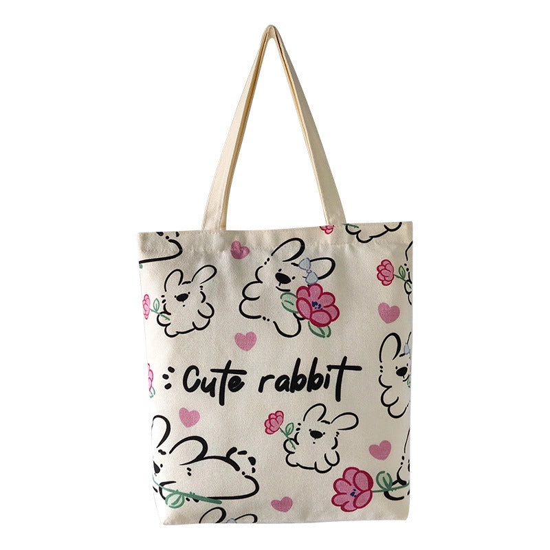 Women's Medium Canvas Cartoon Cute Square Zipper Shoulder Bag