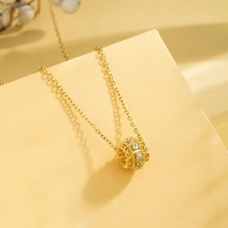 2 Pieces Stainless Steel Titanium Steel 18K Gold Plated Casual Elegant Plating Inlay Cross Heart Shape Flower Zircon Pendant Necklace