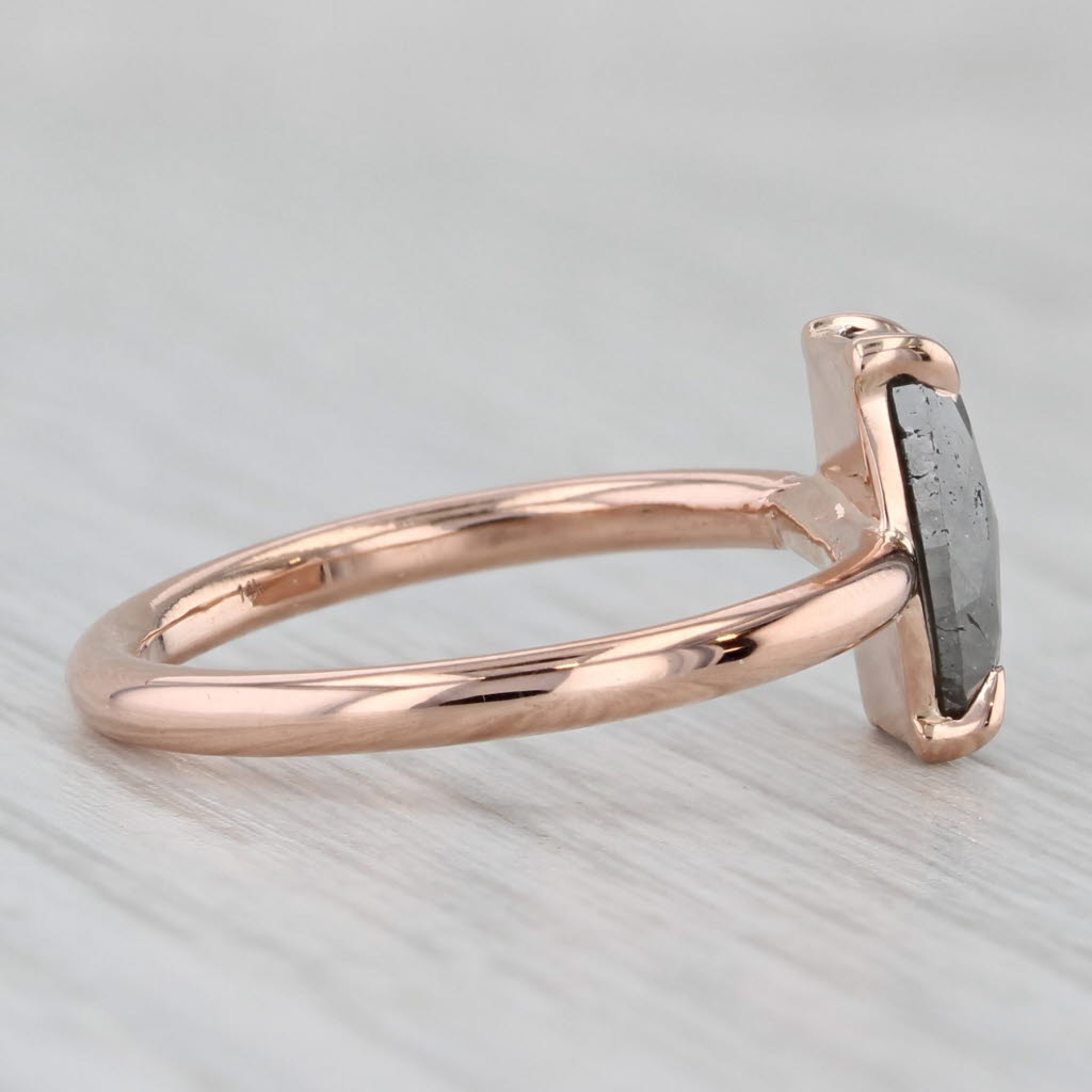 New Custom 1.58ct Galaxy Diamond Solitaire Ring 14k Rose Gold Size 6 Rose Cut