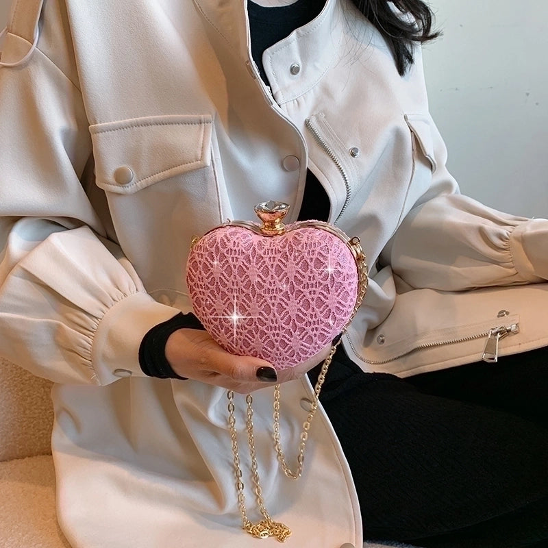 PVC Red Heart Evening Bags