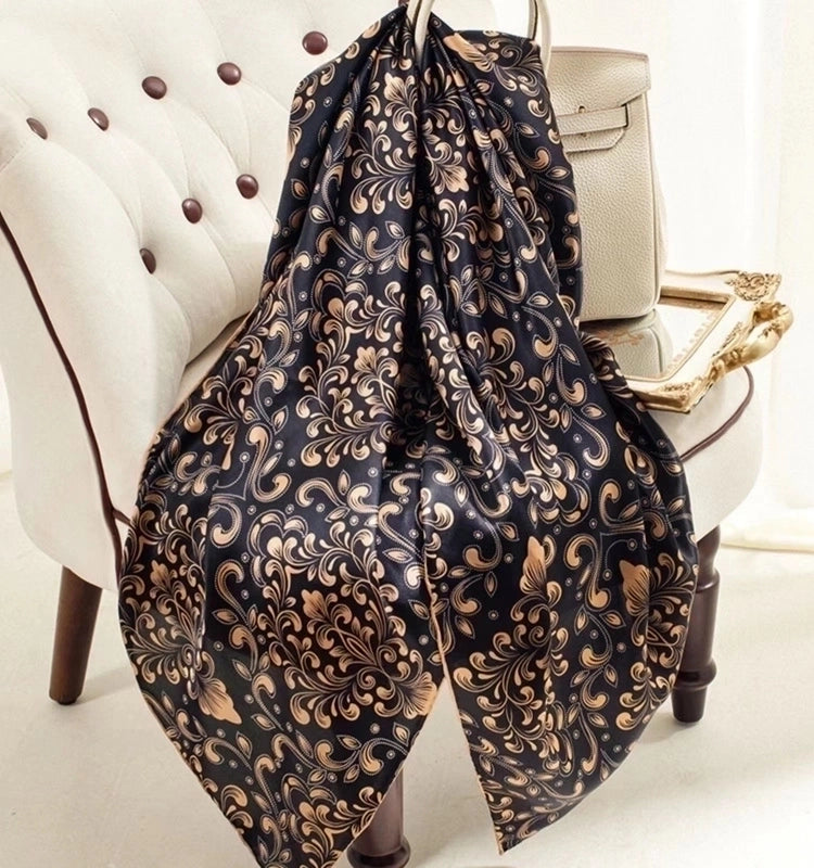 Women's Vintage Style Letter Color Block Polyester Silk Scarves