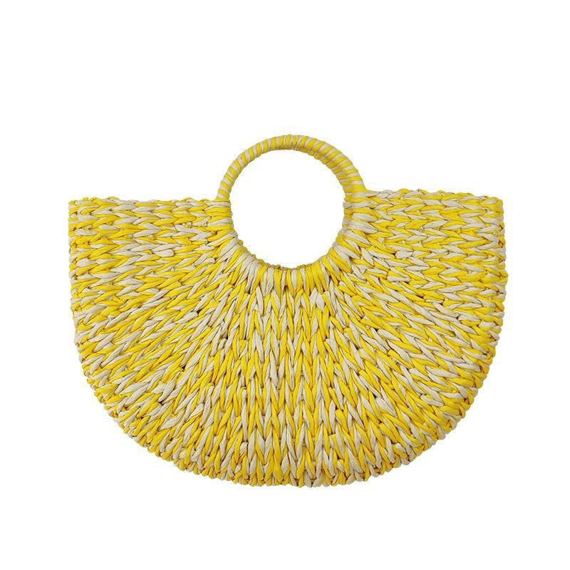 3 Pieces Women's Large Paper Multicolor Streetwear Weave Round Open Straw Bag