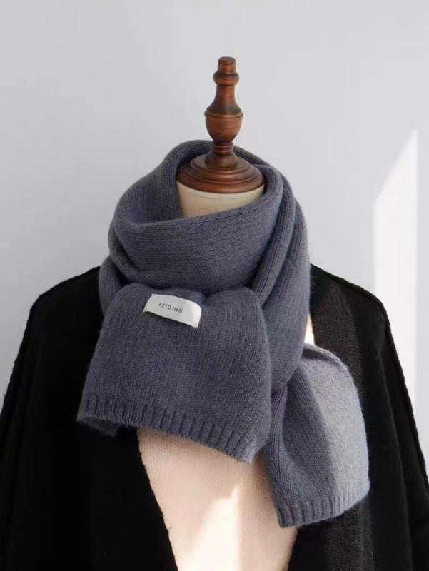 Internet Celebrity Solid Color Wool Knitted Scarf Women's Autumn And Winter New Student Couple Warm Small Scarf