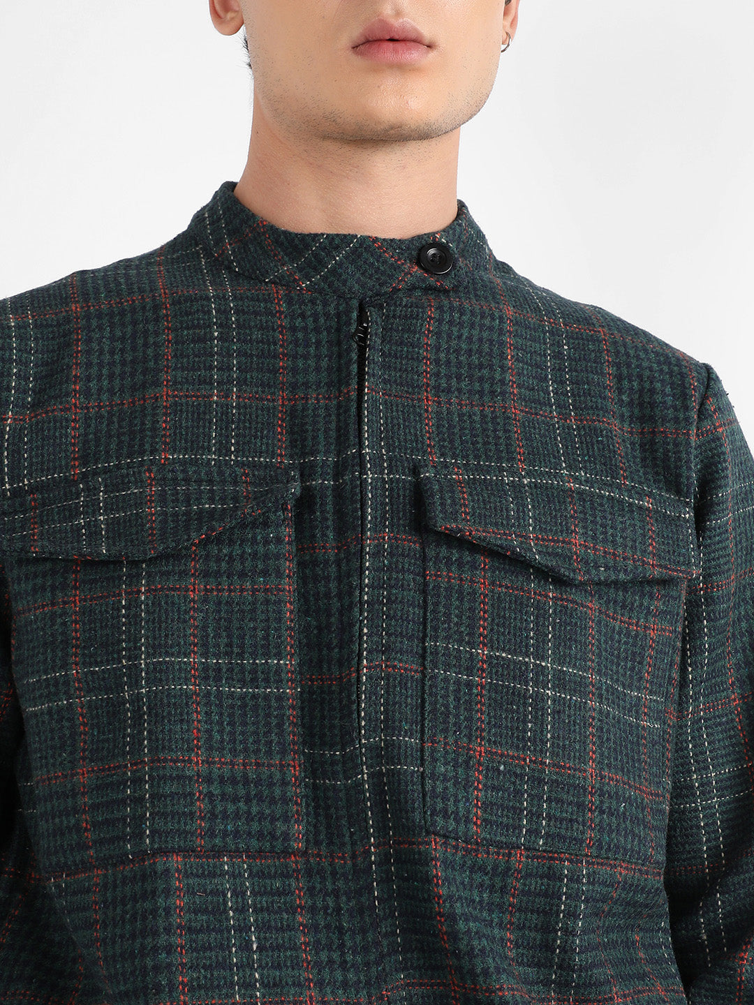 Tartan Plaid Jacket With Flap Pockets
