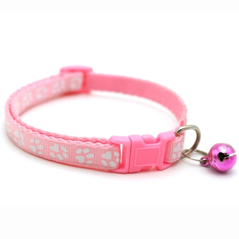 Pet Supplies Dog Cat Collar Color Footprint Print Belt Bell Dog Collar