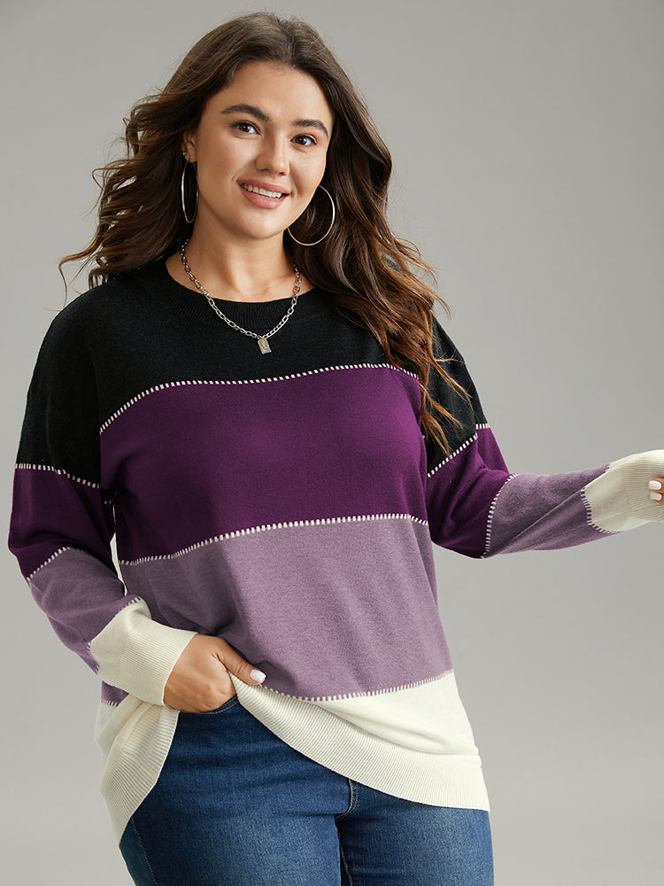 Supersoft Essentials Colorblock Contrast Round Neck Pullover