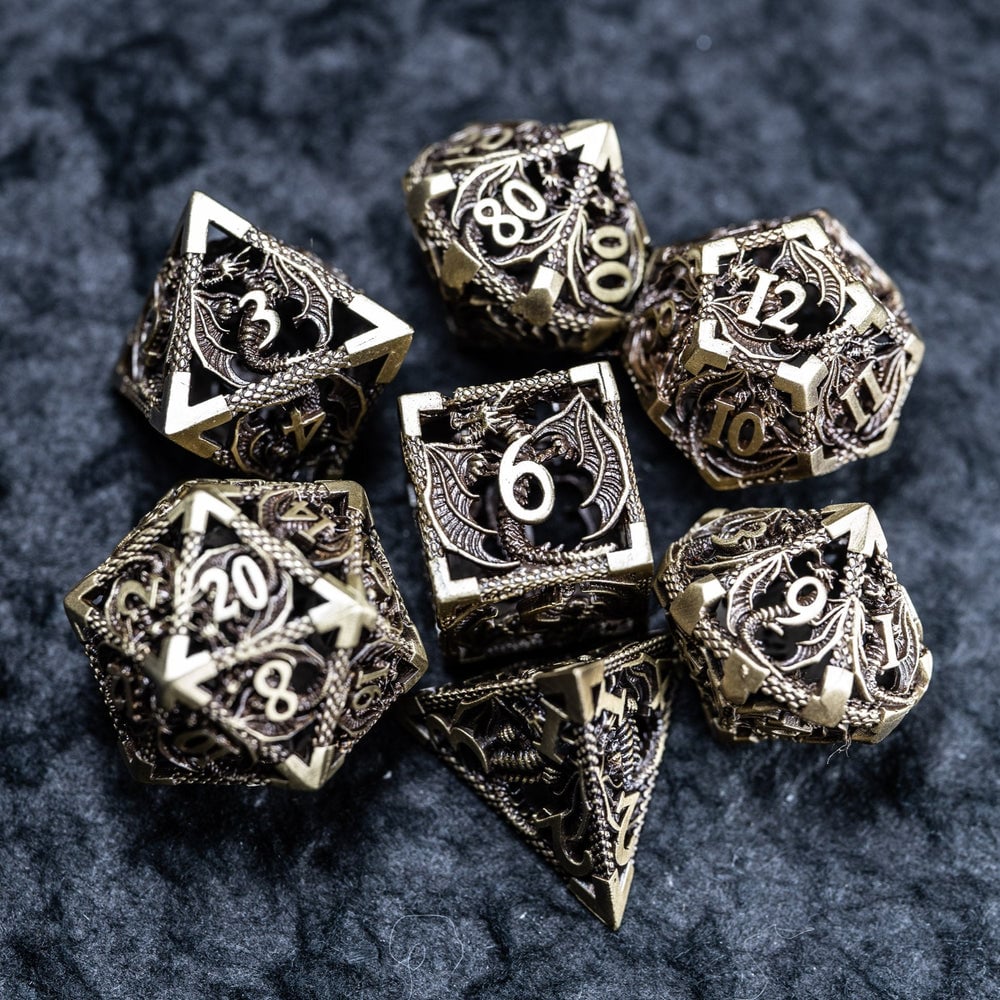 Hollow Metal Dragon Shaped Carving Dice Set🐲BUY 2 FREE SHIPPING