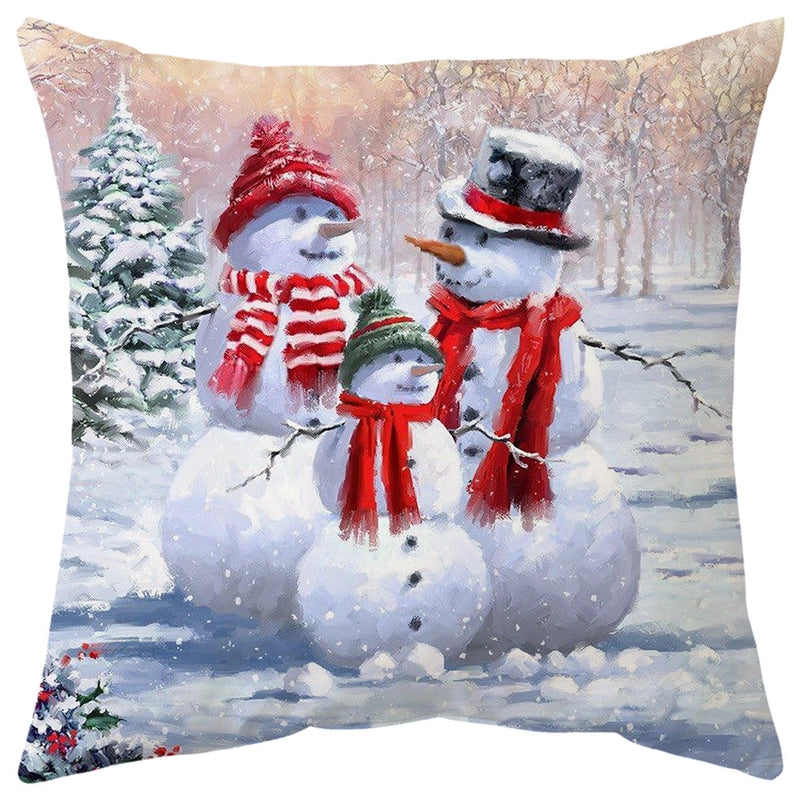 Cute Snowman Short Plush Pillow Cases