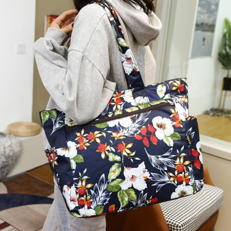 Women's Large Canvas Oxford Cloth Printing Vintage Style Classic Style Square Zipper Shoulder Bag