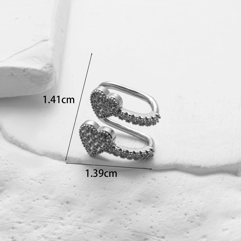 1 Piece Ear Cartilage Rings & Studs Minimalist Classic Style Heart Shape Pearl Flower Copper Inlay Zircon Ear Cartilage Rings & Studs