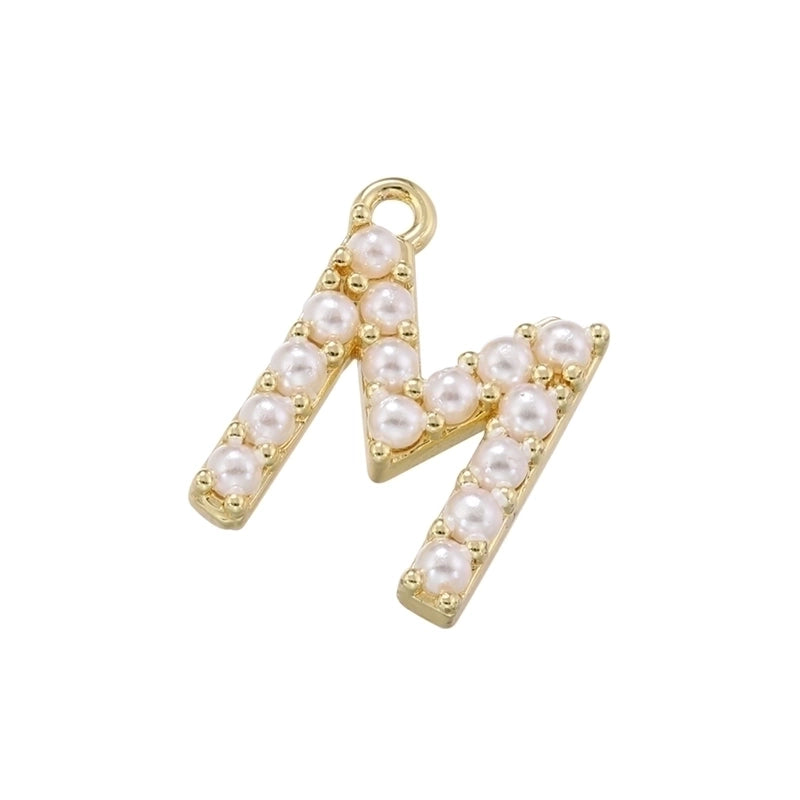 Casual Elegant Minimalist Letter Copper Plating Inlay Artificial Pearls 18k Gold Plated Charms