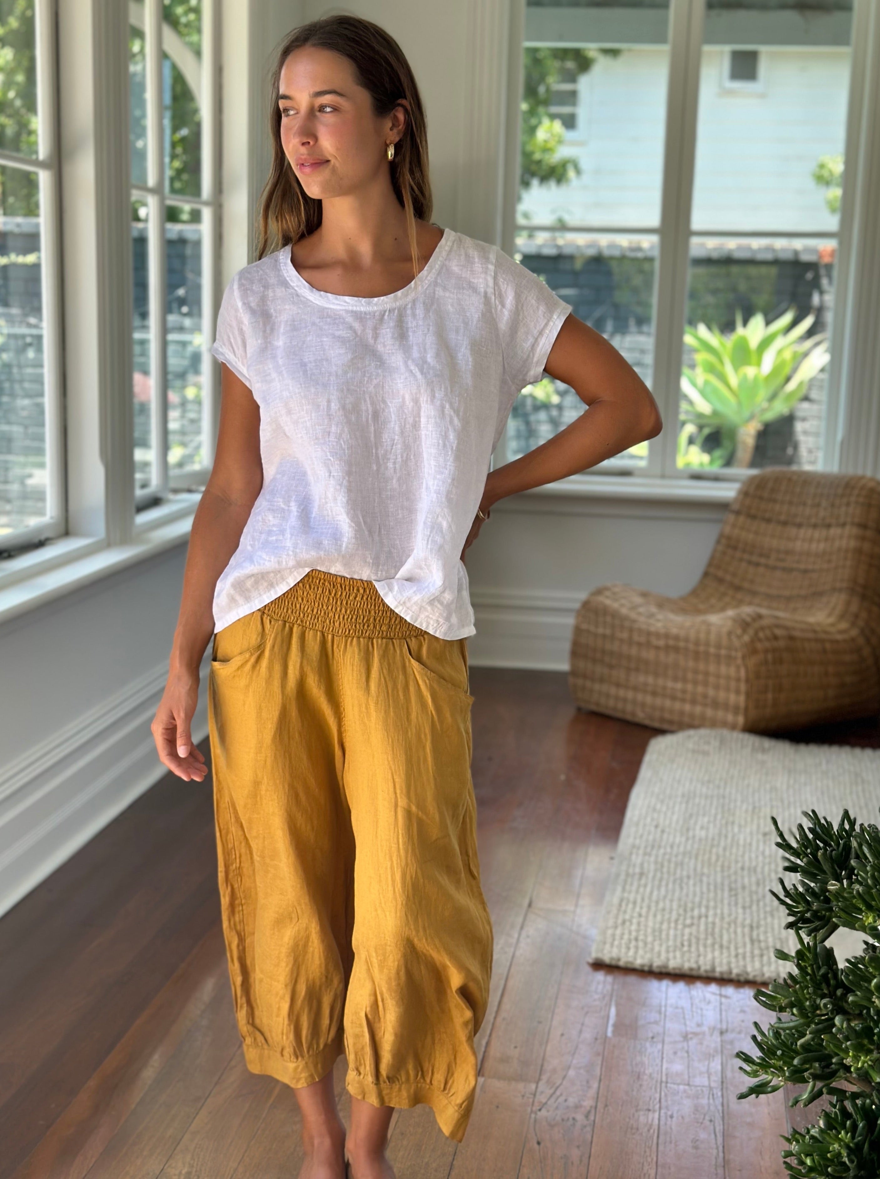 jackie pant-turmeric linen