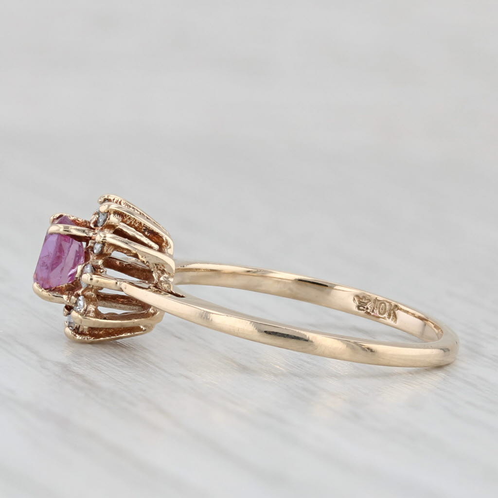 0.42ctw Oval Ruby Diamond Halo Ring 10k Yellow Gold Size 6.25