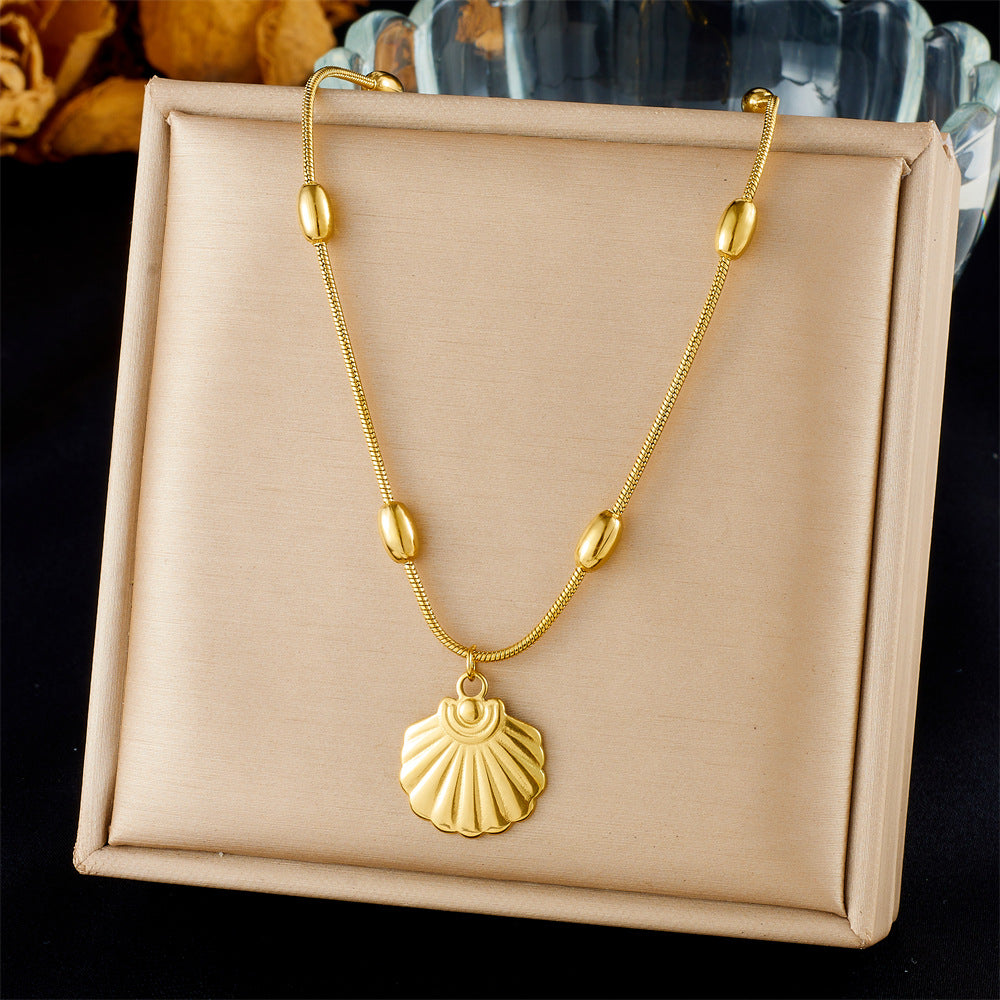 Fashion Ocean Series Accessories Pendant Gold-Plated Stainless Steel Starfish Shell Multi-Element Oil Drop Butterfly Necklace