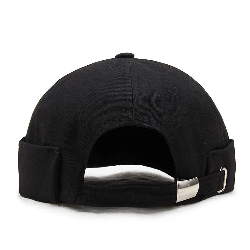 Spring And Summer Sailor's Hat Beanless Flanged Monster Hat Men's Melon Skin Hat Solid Color Pure Cotton Yuppie Hat For Men And Women