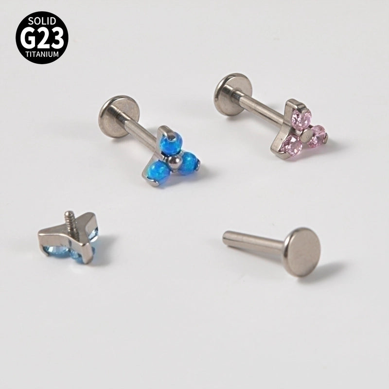 1 Piece Ear Cartilage Rings & Studs Minimalist Flower G23 Titanium Synthetic Opal Zircon Plating Inlay Synthetic Opal Zircon