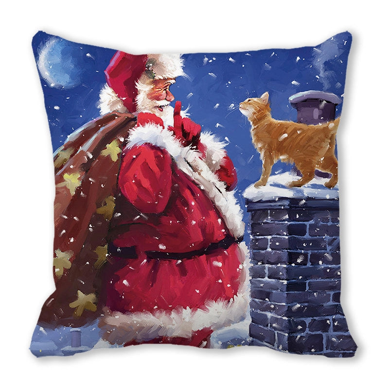 Christmas Pastoral Santa Claus Chemical Fiber Pillow Cases Couch & Sofa Decor