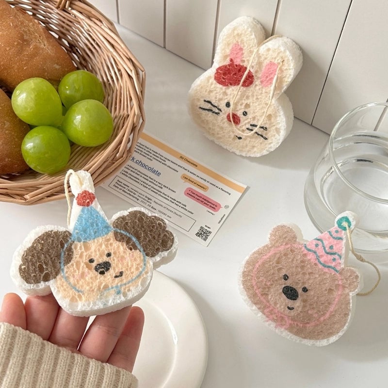 Chef Lele Cute Natural Wood Pulp Cotton Rag Wash Dishes And Wipe Wipe Artifact Decontamination Smear Cloth Kitchen Artifact
