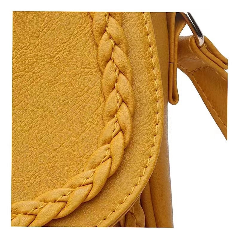 Women's Pu Leather Solid Color Classic Style Shell Zipper Shoulder Bag Saddle Bag