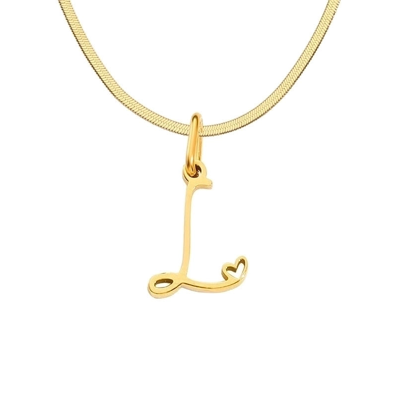 Stainless Steel Titanium Steel 14K Gold Plated Minimalist Plating Letter Heart Shape Pendant Necklace