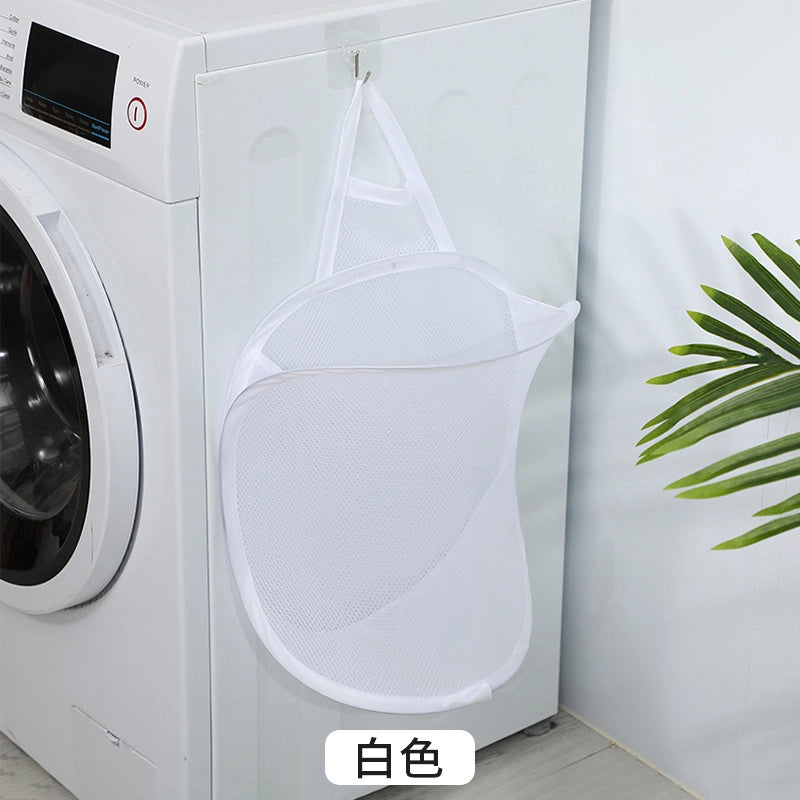 Dirty Clothes Basket Dirty Clothes Storage Basket Foldable Laundry Basket Bathroom Clothes Hanging Bag Household Wall-mounted Basket Frame Bucket