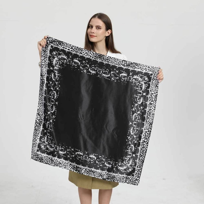 Women's Elegant Letter Plaid Polka Dots Satin Printing Silk Scarf