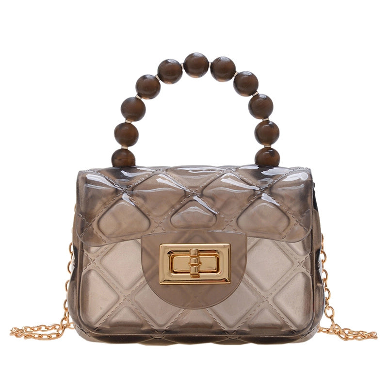 Women's Mini Pvc Color Block Fashion Transparent Square Lock Clasp Crossbody Bag