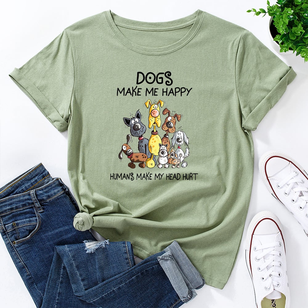 Dogs Make Me Happy T-shirt🔥(Buy 3PCS and Get 3rd for Free )🔥