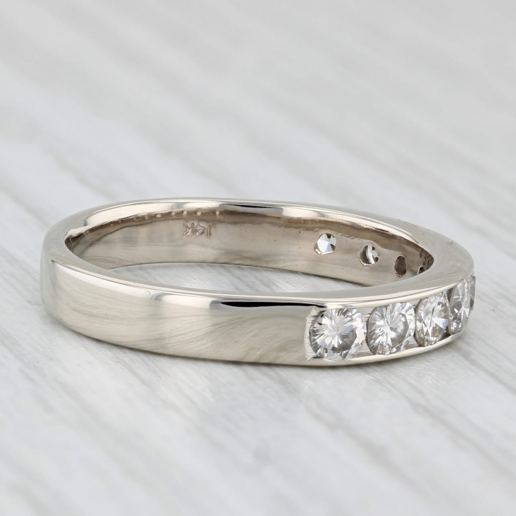 1ctw Diamond Wedding Band 14k White Gold Size 9 Stackable Anniversary Ring