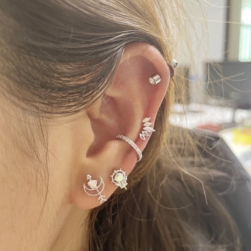 Ear Cartilage Rings & Studs Geometric Copper Plating Artificial Gemstones