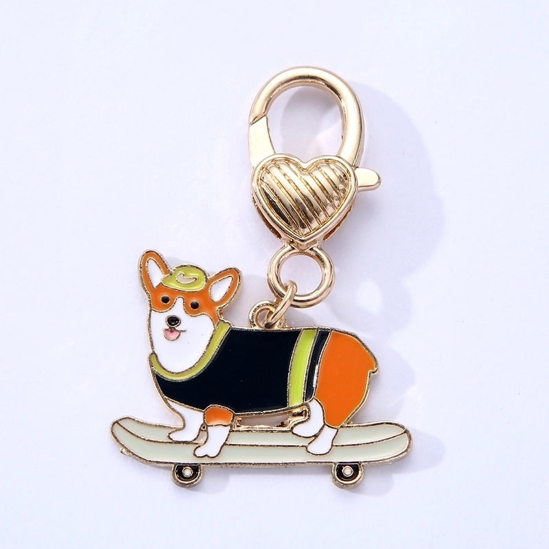 Cute Pet Dog Alloy Drip Oil Pendant Jewelry Accessories