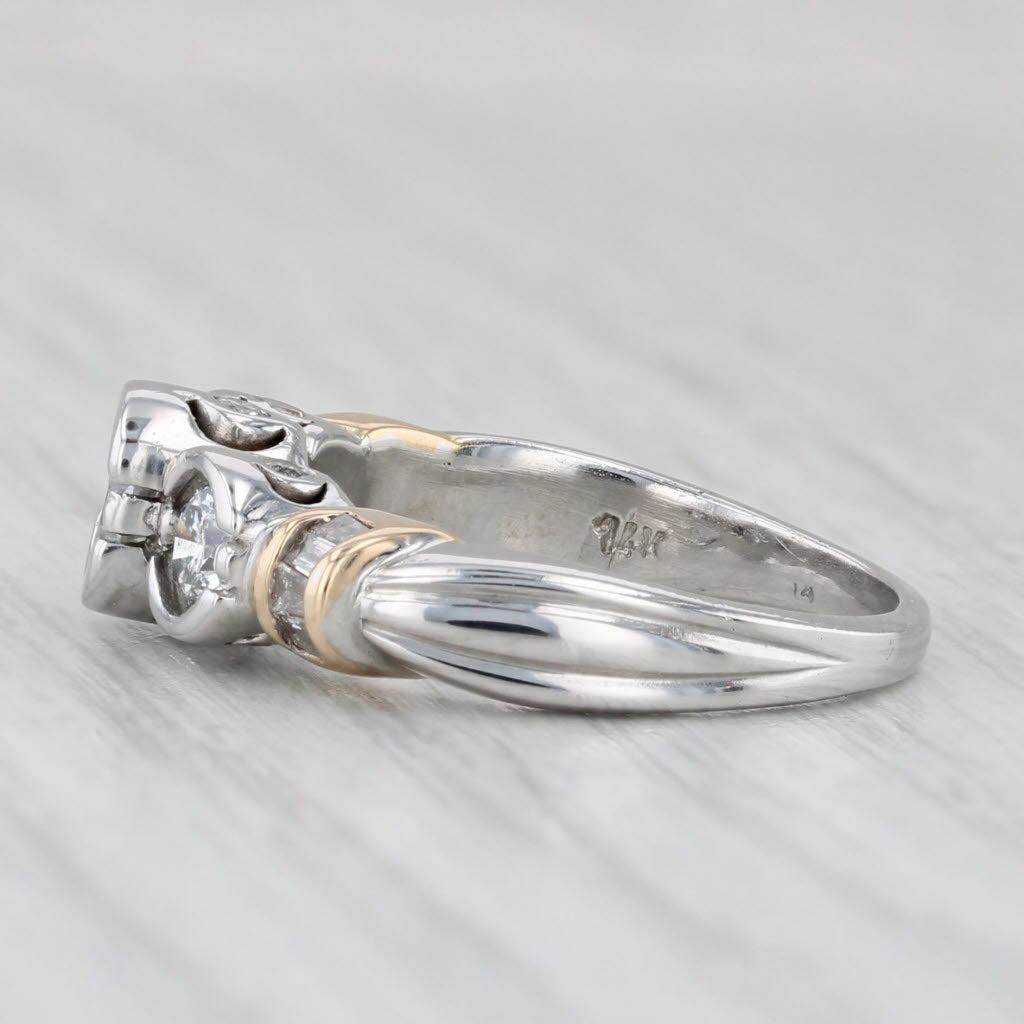 0.82ctw Diamond 3-Stone Engagement Ring 14k White Yellow Gold Size 5.5