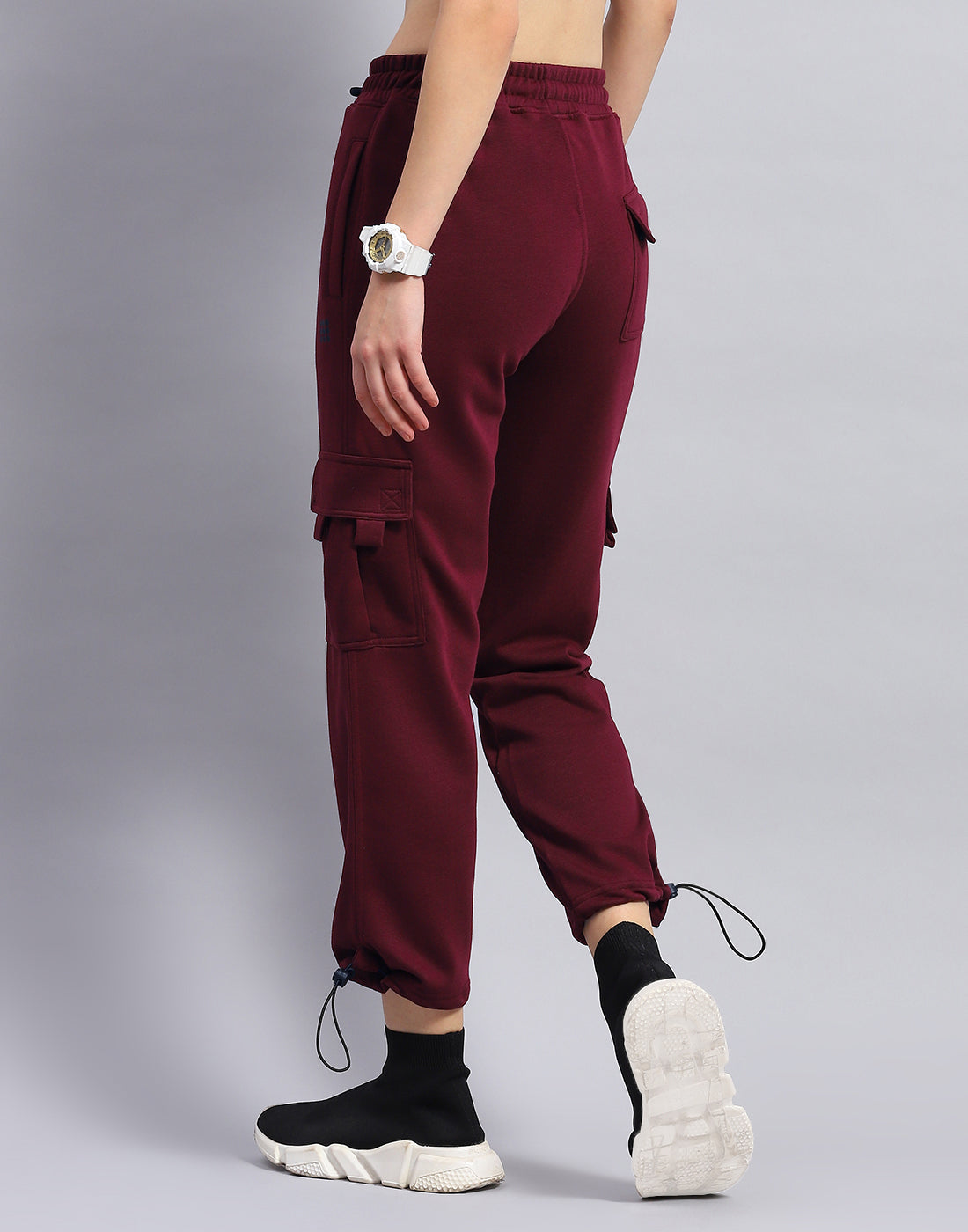 Women Maroon Solid Regular Fit Lower