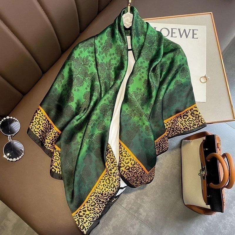 Women's Basic Minimalist Flower Satin Silk Scarves