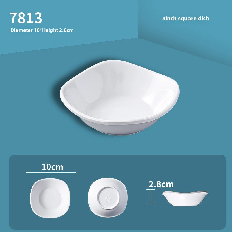 White Melamine Round Flavor Dish Vinegar Dish Catering Hot Pot Shop Commercial Imitation Porcelain Three-compartment Dip Dish Seasoning Dish