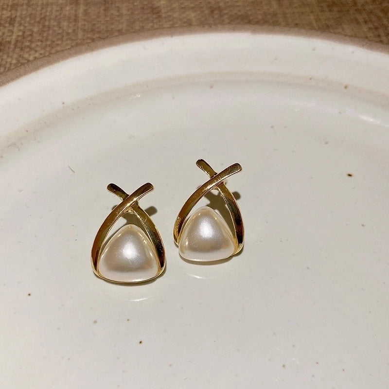 1 Pair Solid Color 925 Sterling Silver Freshwater Pearl Ear Studs