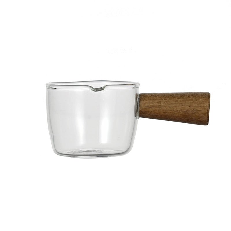 Milk Jar Latte Flower Cup Wooden Handle Small Milk Cup Seasoning Juice Container Dip Dish  Glass Small Milk Cup