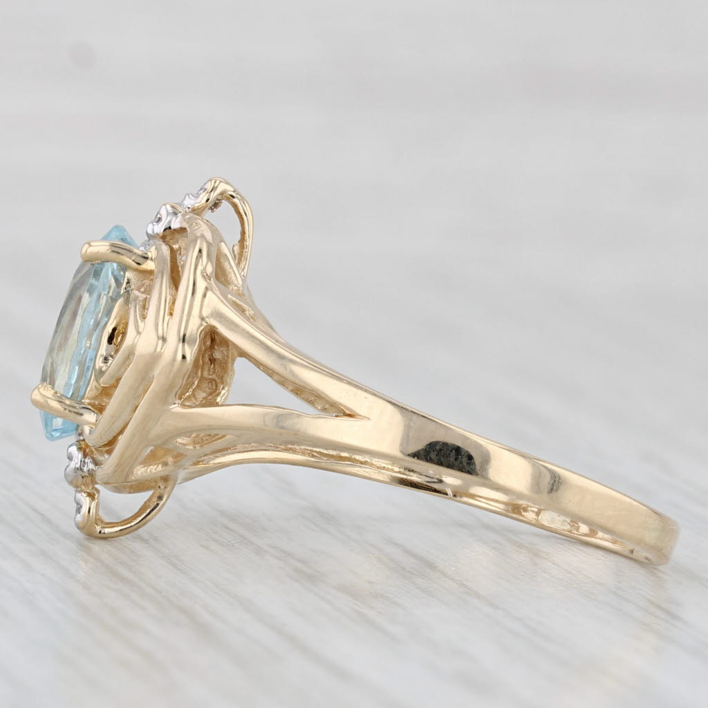 2.50ctw Oval Aquamarine Diamond Ring 14k Yellow Gold Size 10.5