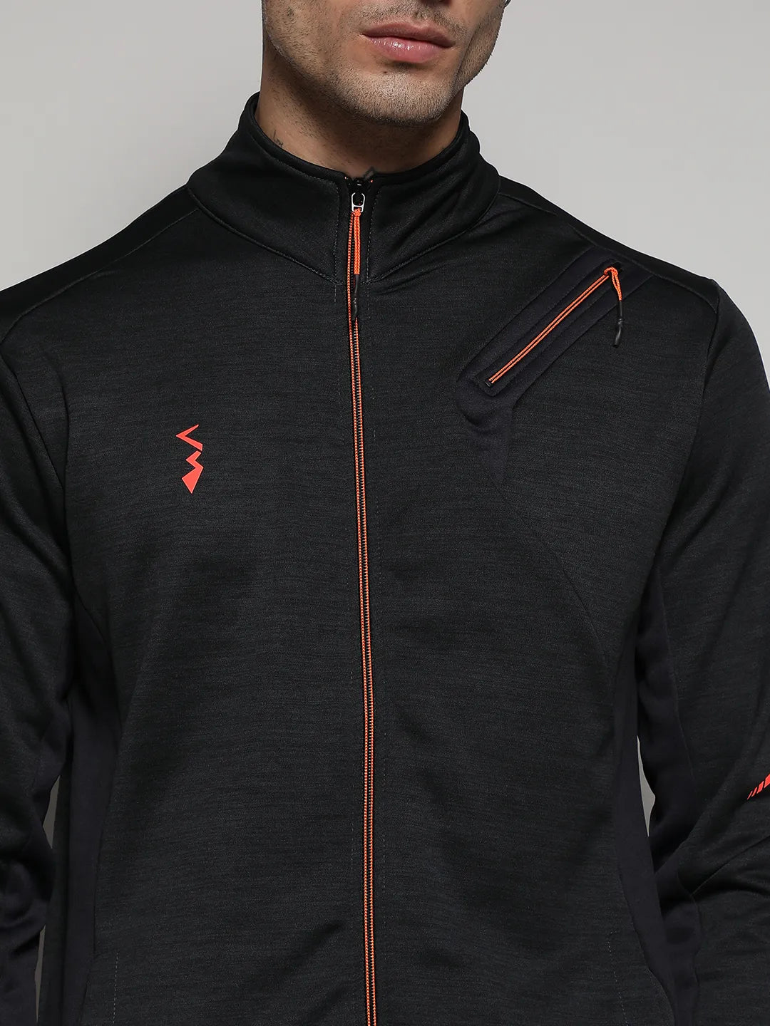Heathered Activewear Jacket With Reflective Detail