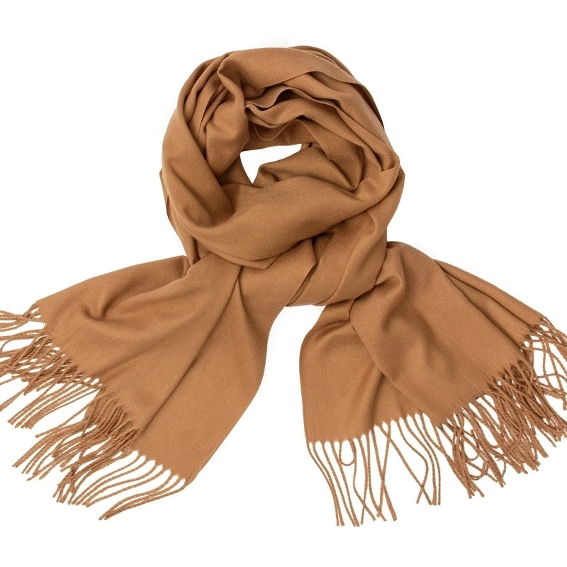 Women's Minimalist Tassel Solid Color Imitation Cashmere Scarf