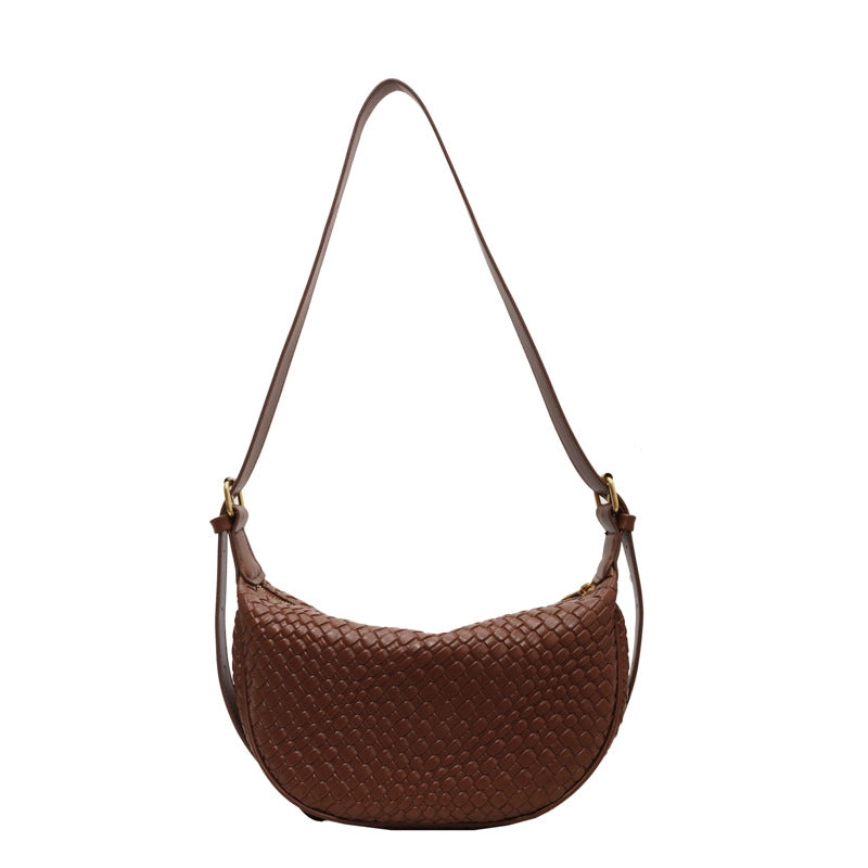 Women's Medium Pu Leather Solid Color Basic Classic Style Dumpling Shape Zipper Underarm Bag