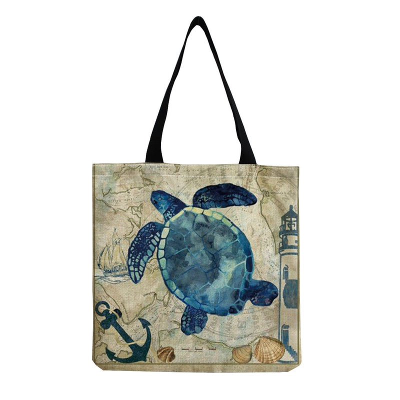 Women's Medium Linen Animal Beach Square Open Shopping Bags
