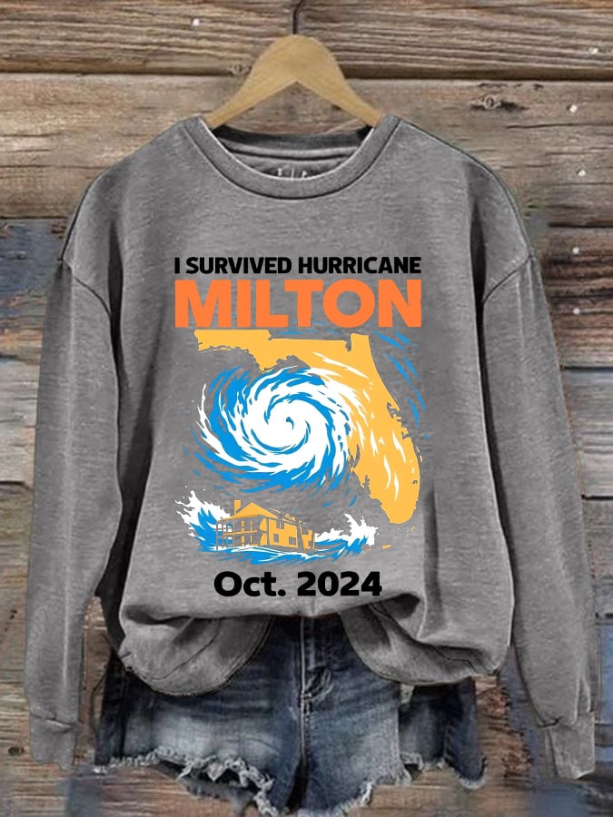 Women's Hurricane Milton I Survived 2024 Printed Sweatshirt