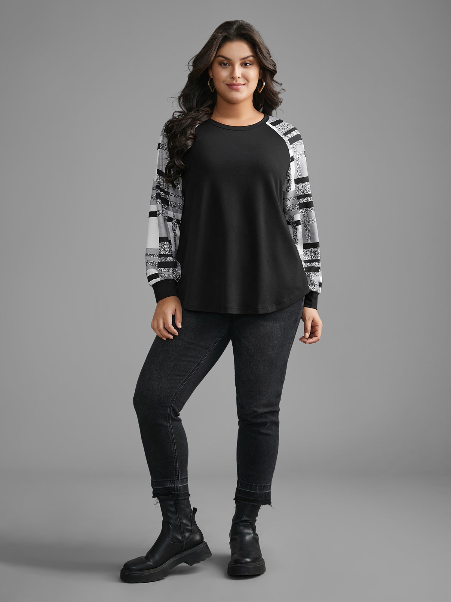 Colorblock Contrast Raglan Sleeve Sweatshirt