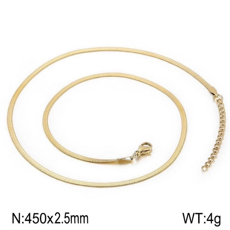 Classic Style Solid Color Titanium Steel 18K Gold Plated Plating Chain Necklace