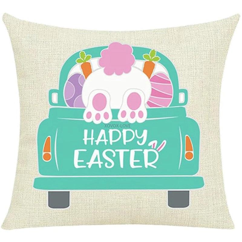 Easter Cute Classic Style Rabbit Letter Linen Pillow Cases Couch & Sofa Decor