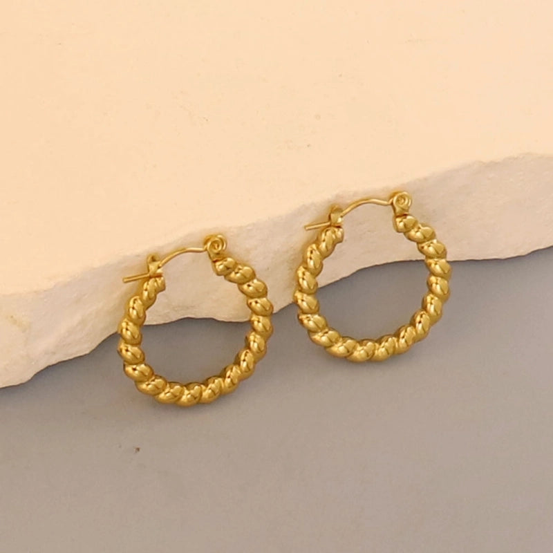 1 Pair Minimalist Pentagram Round Solid Color Plating 304 Stainless Steel 18K Gold Plated Earrings