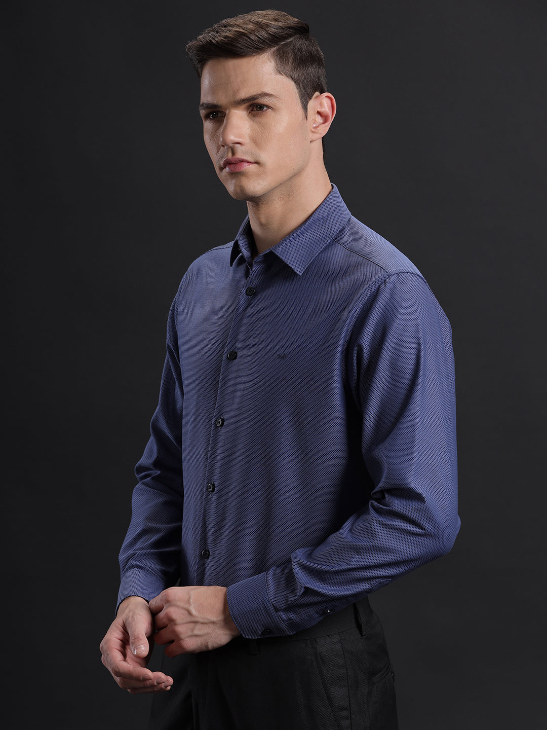 Mens Regular Fit Plain Indigo Casual Cotton Shirt (GARLI)